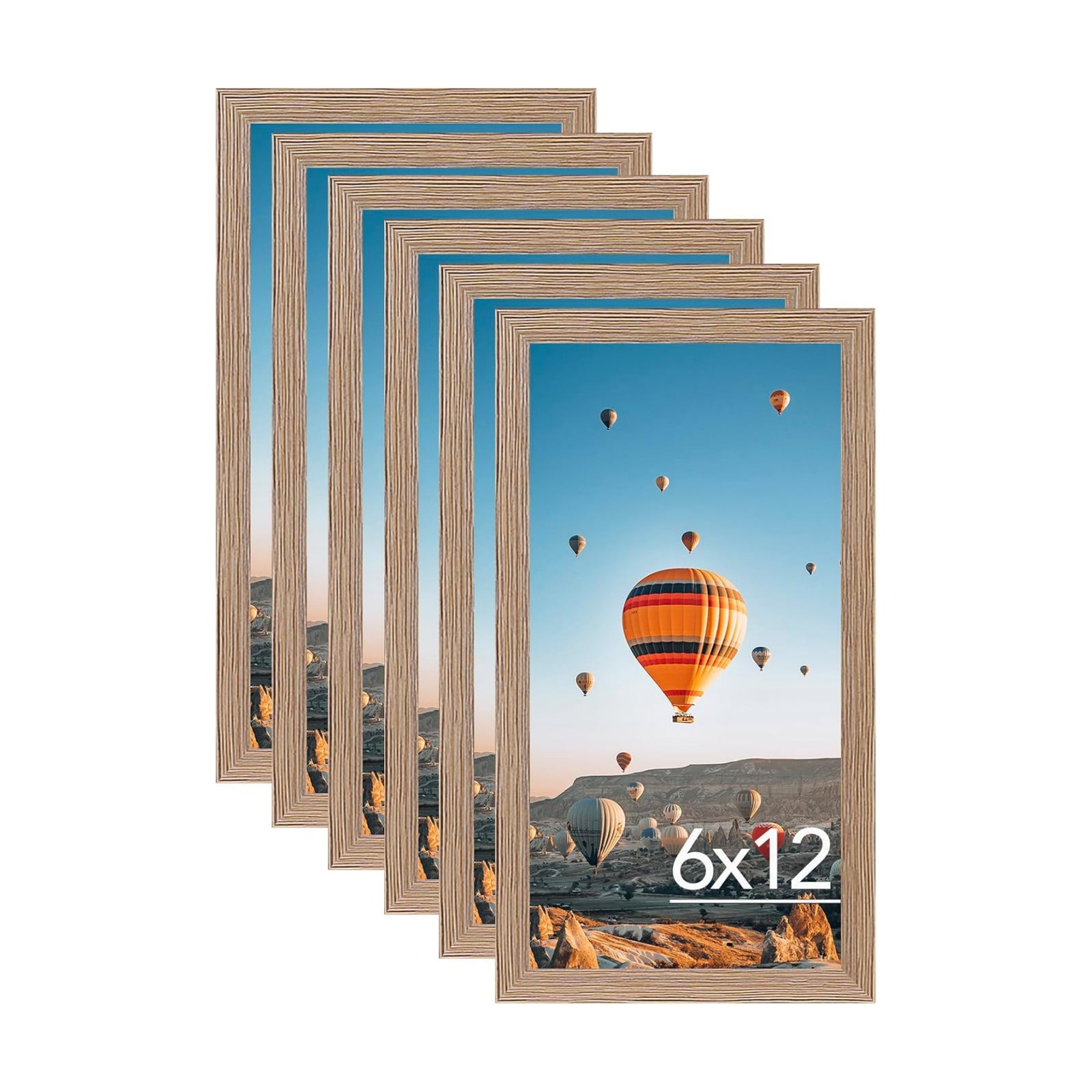 JCJMY 6x12 Rustic Brown Picture Frame Set of 6, Horizontal and Vertical Formats for Wall Hanging, 6 x 12 Wall Gallery