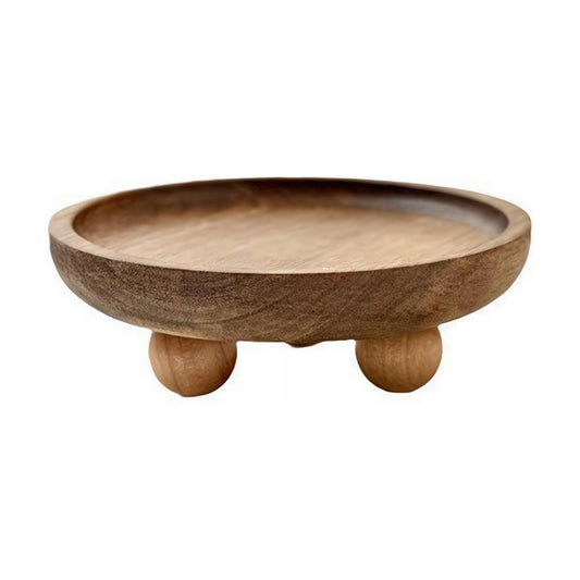 Wood Pedestal Stand for Farmhouse Tabletop Entry Table Centerpieces Decor / Circle / 7 Inch