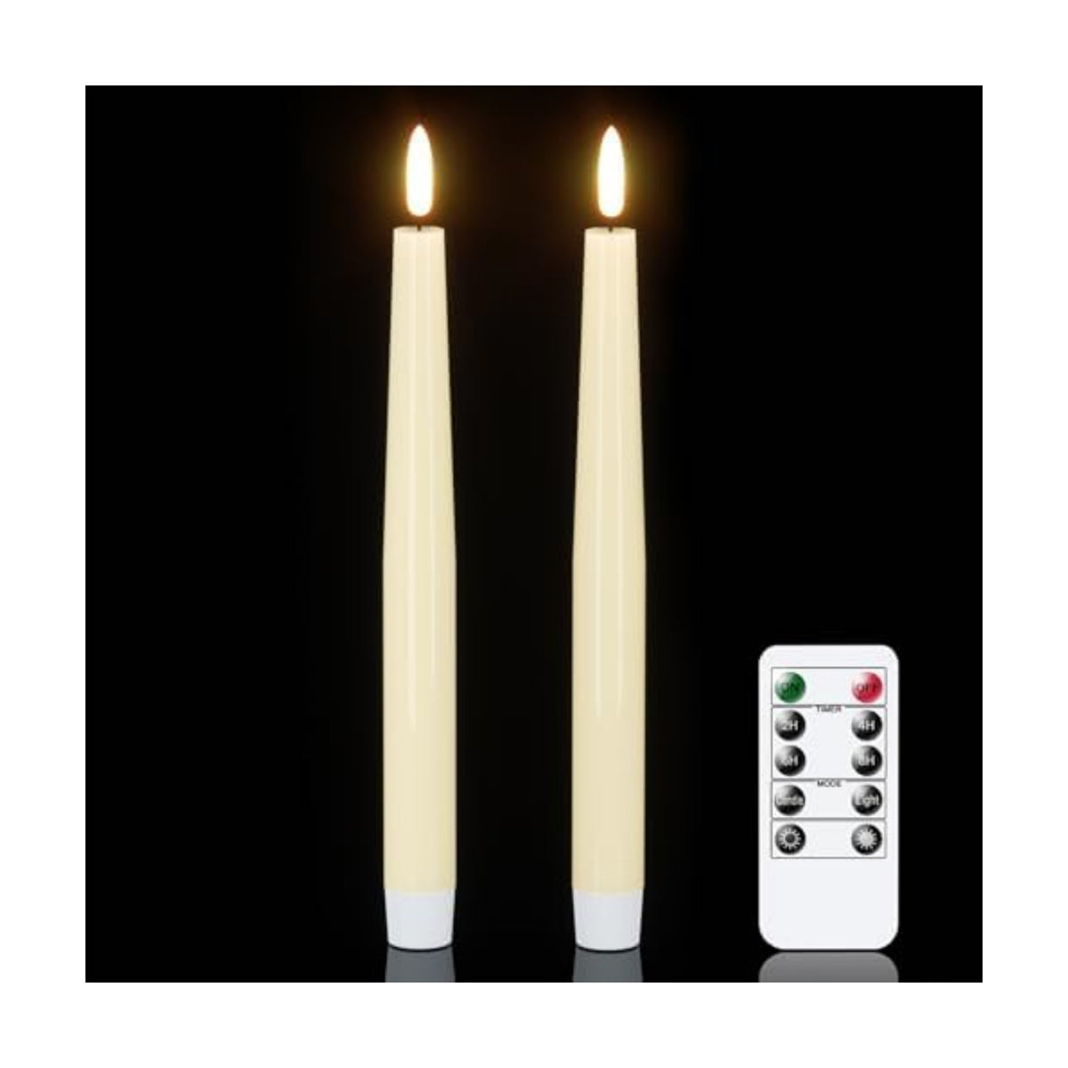 GenSwin LED Taper Candles, Flameless Taper Candles Battery Operated with Remote Timer, Set of 2 Real Wax White Flameless Candlesticks with 3D Flickering Flame for Home Wedding Decor (0.78” x 9.84”)