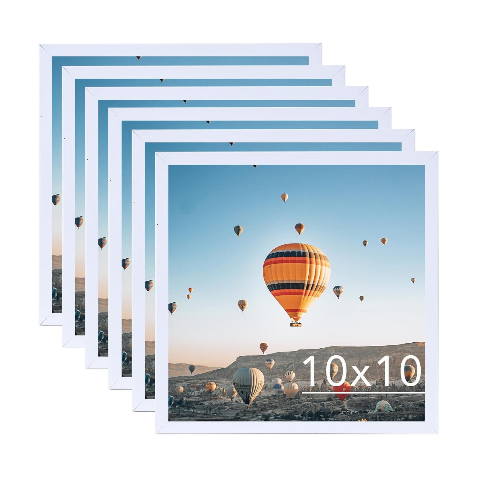 JCJMY 10x10 Picture Frame Set of 6 Black for Wall Hanging, Wall Mounting Horizontally or Vertically, 10 x 10 Square