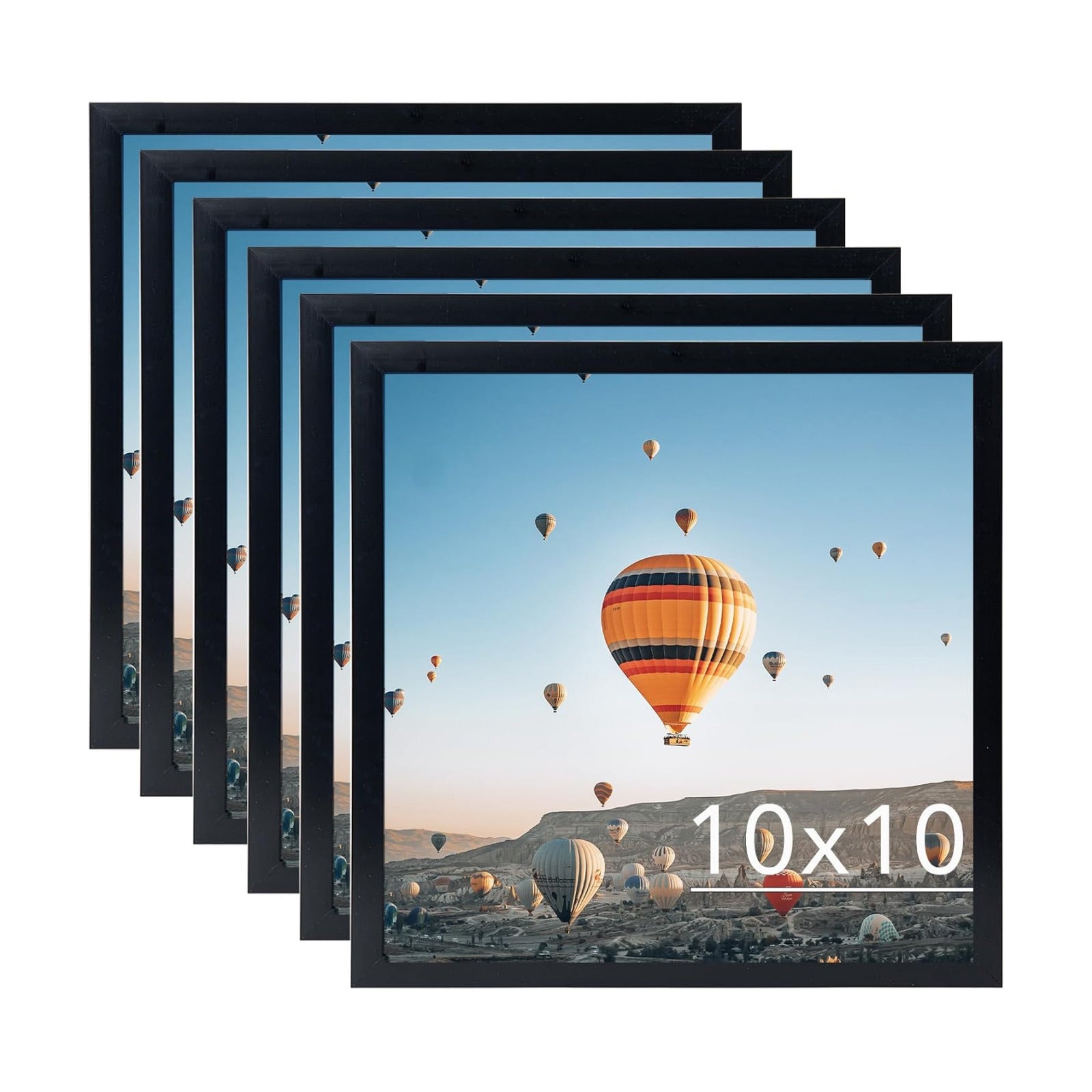 JCJMY 10x10 Picture Frame Set of 6 Black for Wall Hanging, Wall Mounting Horizontally or Vertically, 10 x 10 Square