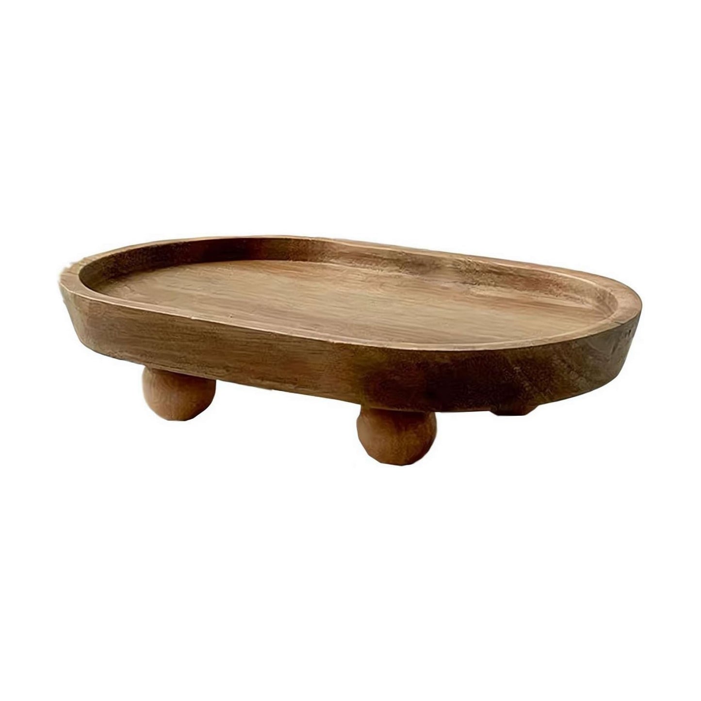 Wood Pedestal Stand for Farmhouse Tabletop Entry Table Centerpieces Decor / Oval / 7 Inch