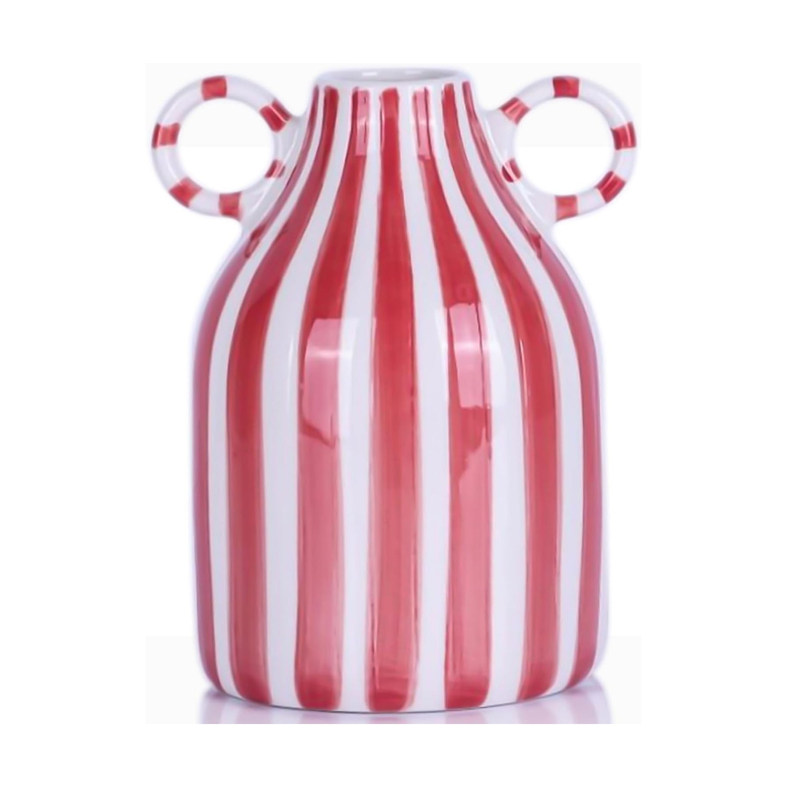 Ceramic Vase / Nordic Boho Small Vases Side Table Flower Centerpiece / Red and White