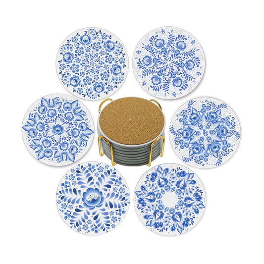 Blue and White Flower Style Ceramic Drink Coaster / Blue and White Flower-6