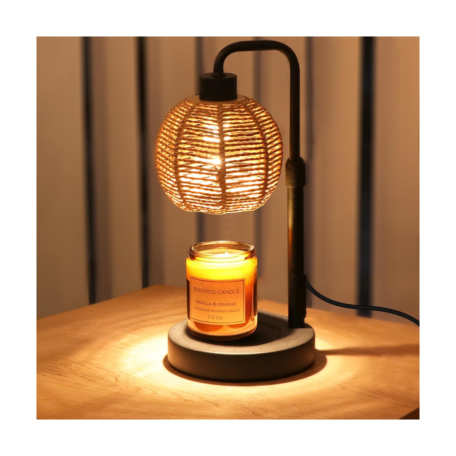 Candle Warmer Lamp with Timer Dimmable, Natural Weaving Boho Electric Candle Lamp, Wax Warmer Lamp for Mothers Day