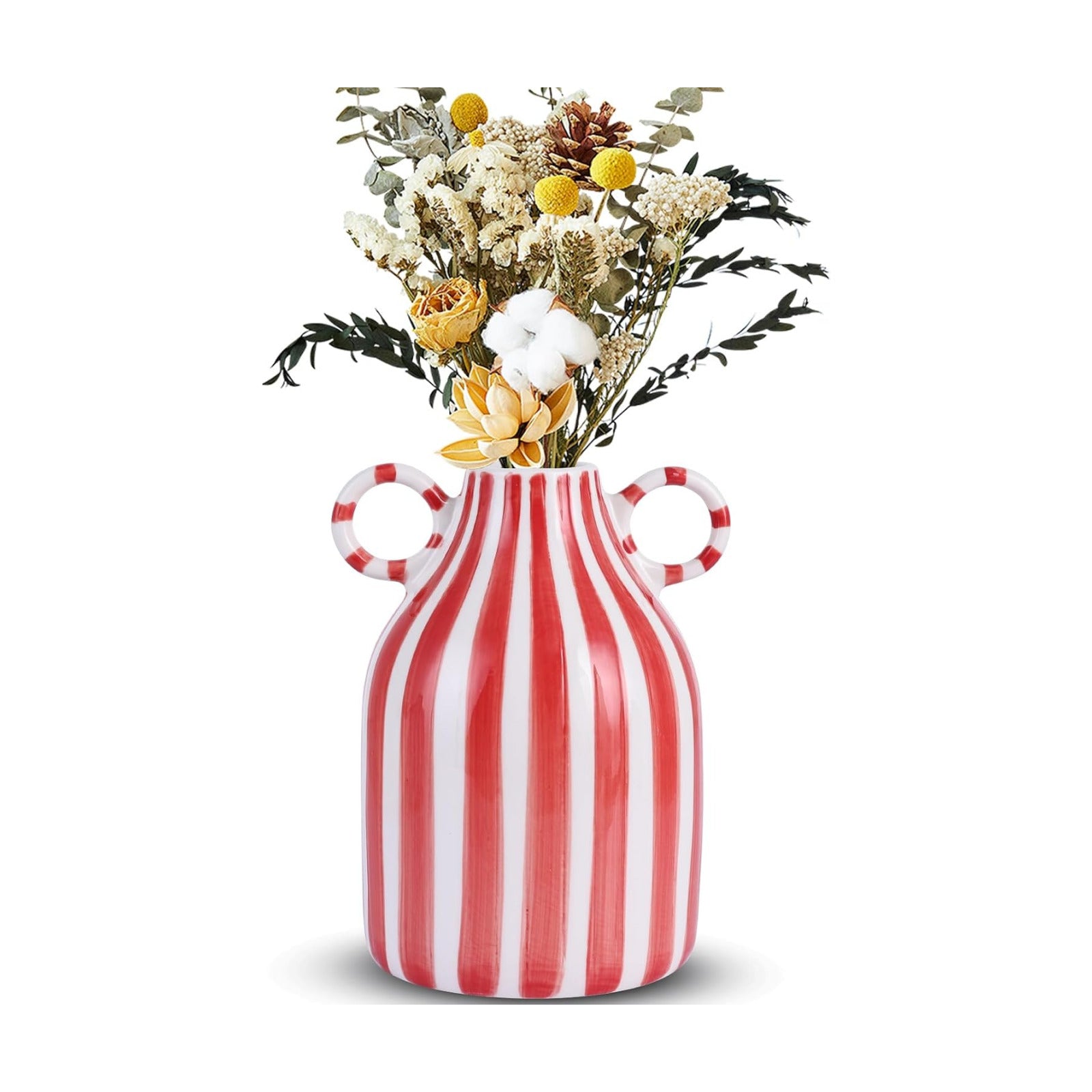 Ceramic Vase / Red and White