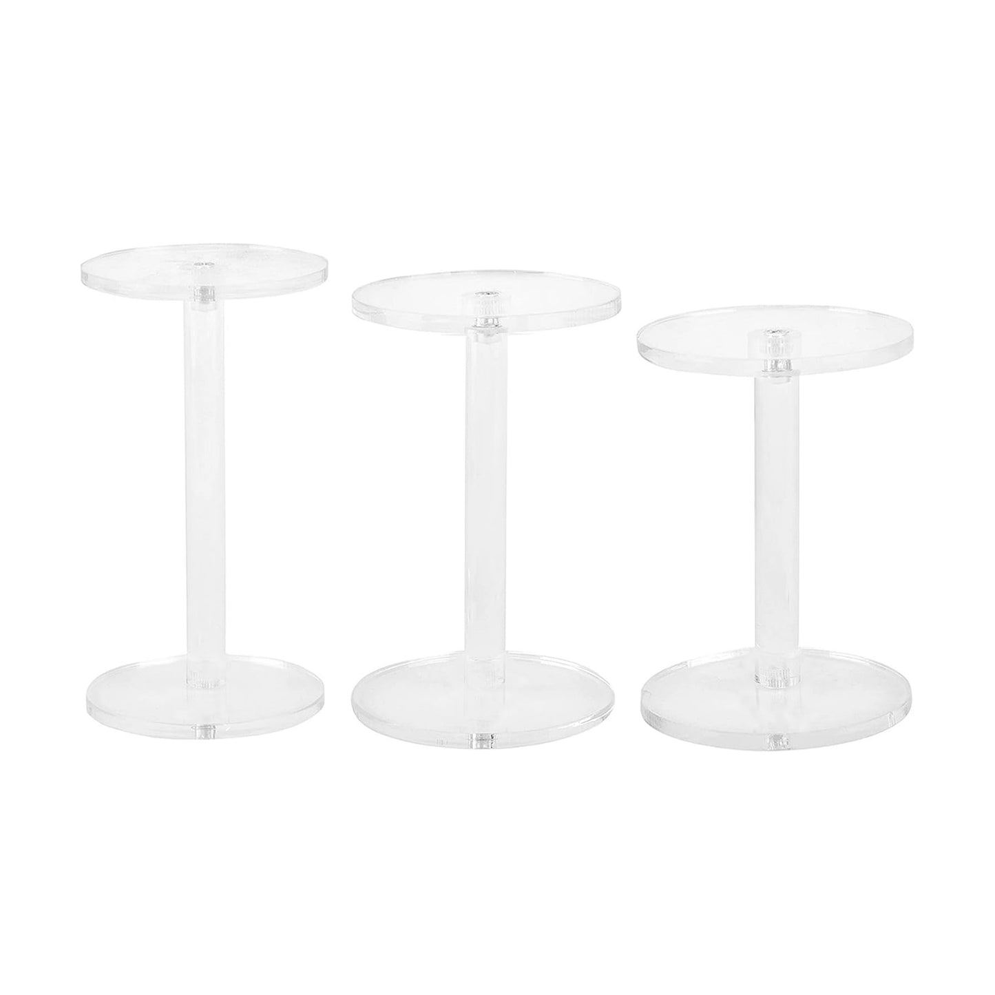 4 " Dia Acrylic Display Riser Jewelry Watches Round Pedestal Flower- Stand Small Figure / Set of 3