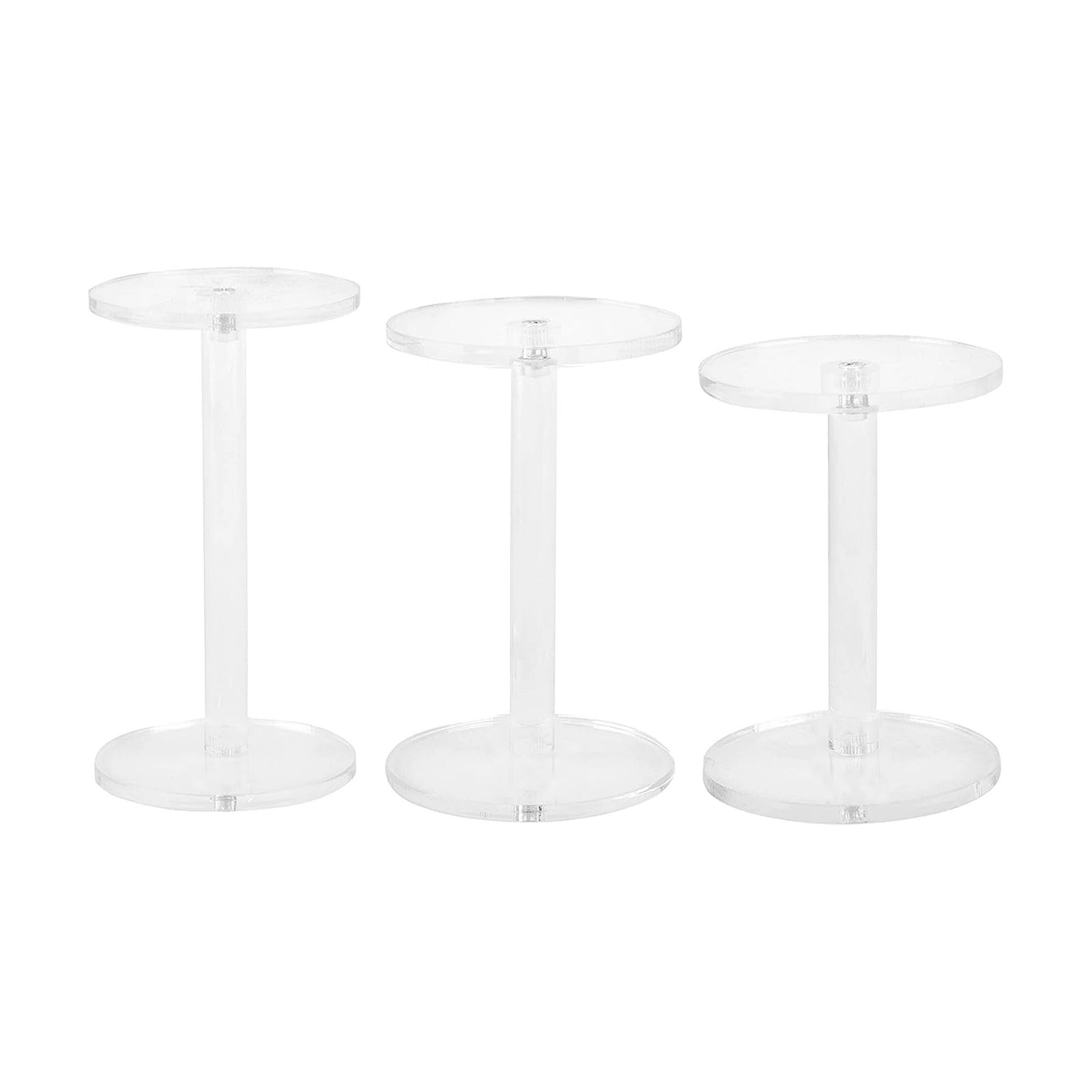 4 " Dia Acrylic Display Riser Jewelry Watches Round Pedestal Flower- Stand Small Figure / Set of 3