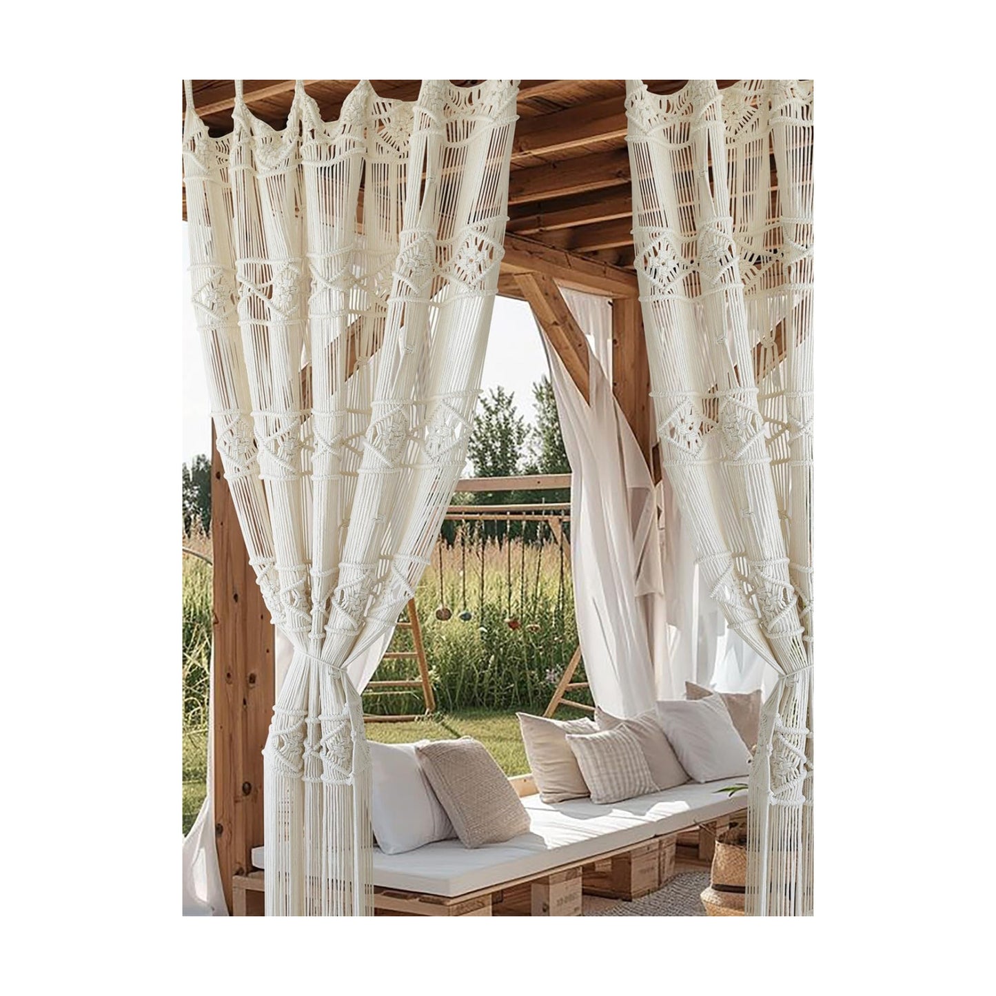 Macrame Curtain Handmade Woven Curtains / Ivory3 / Natural