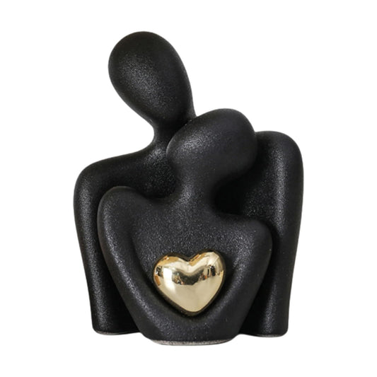 Ceramic Couple Statue / Black-4.7in