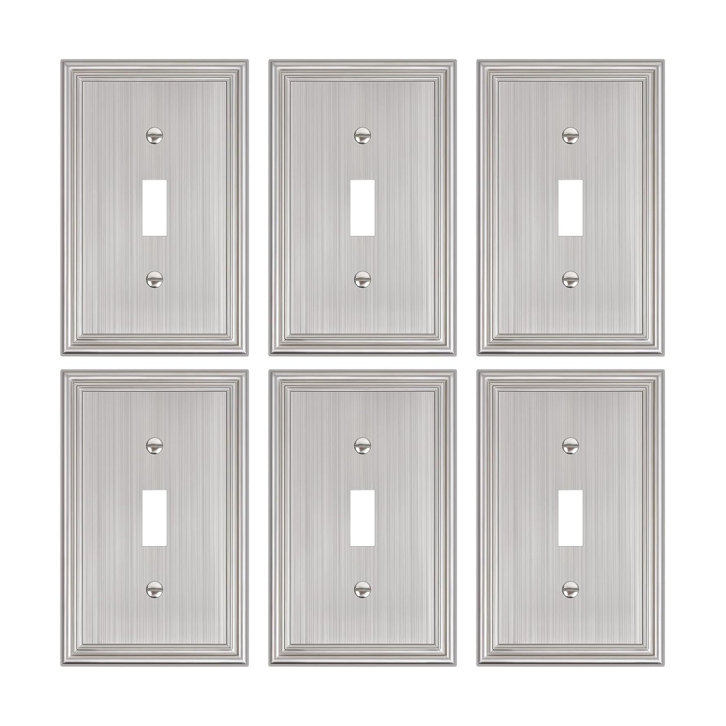 6-Pack Zinc Alloy Single Toggle Light Switch Cover Plate, Solid Wall Plate | Decorative Switch Plate Covers, Durable 1