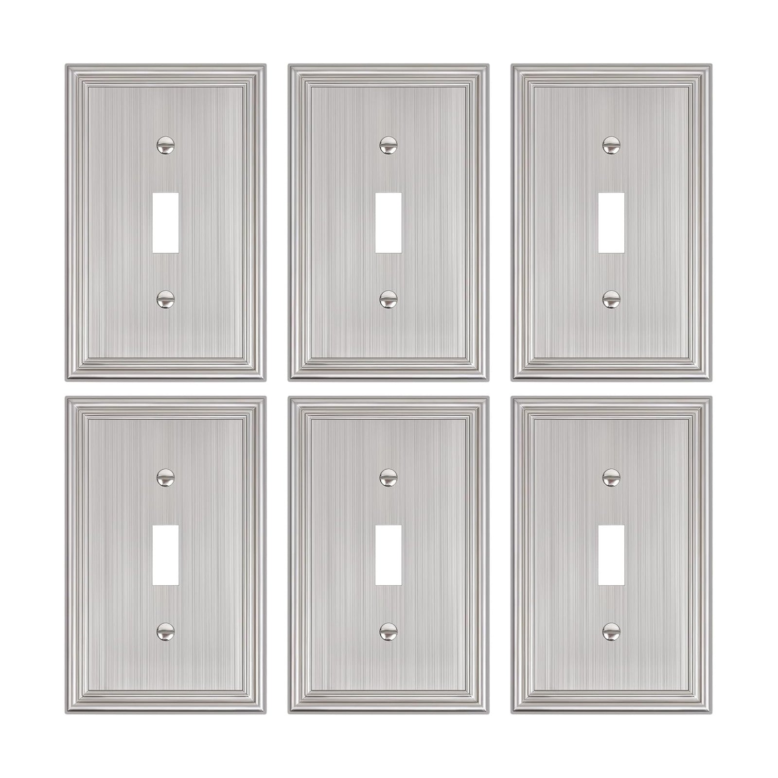 6-Pack Zinc Alloy Single Toggle Light Switch Cover Plate, Solid Wall Plate | Decorative Switch Plate Covers, Durable 1