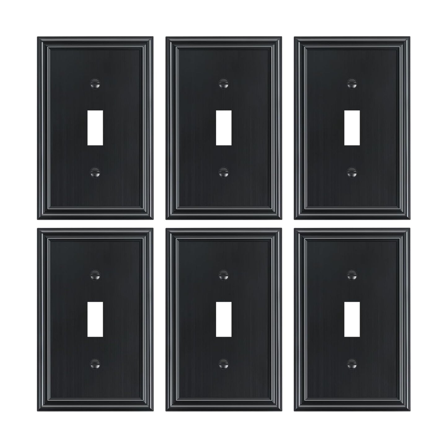 6-Pack Zinc Alloy Single Toggle Light Switch Cover Plate, Solid Wall Plate | Decorative Switch Plate Covers, Durable 1
