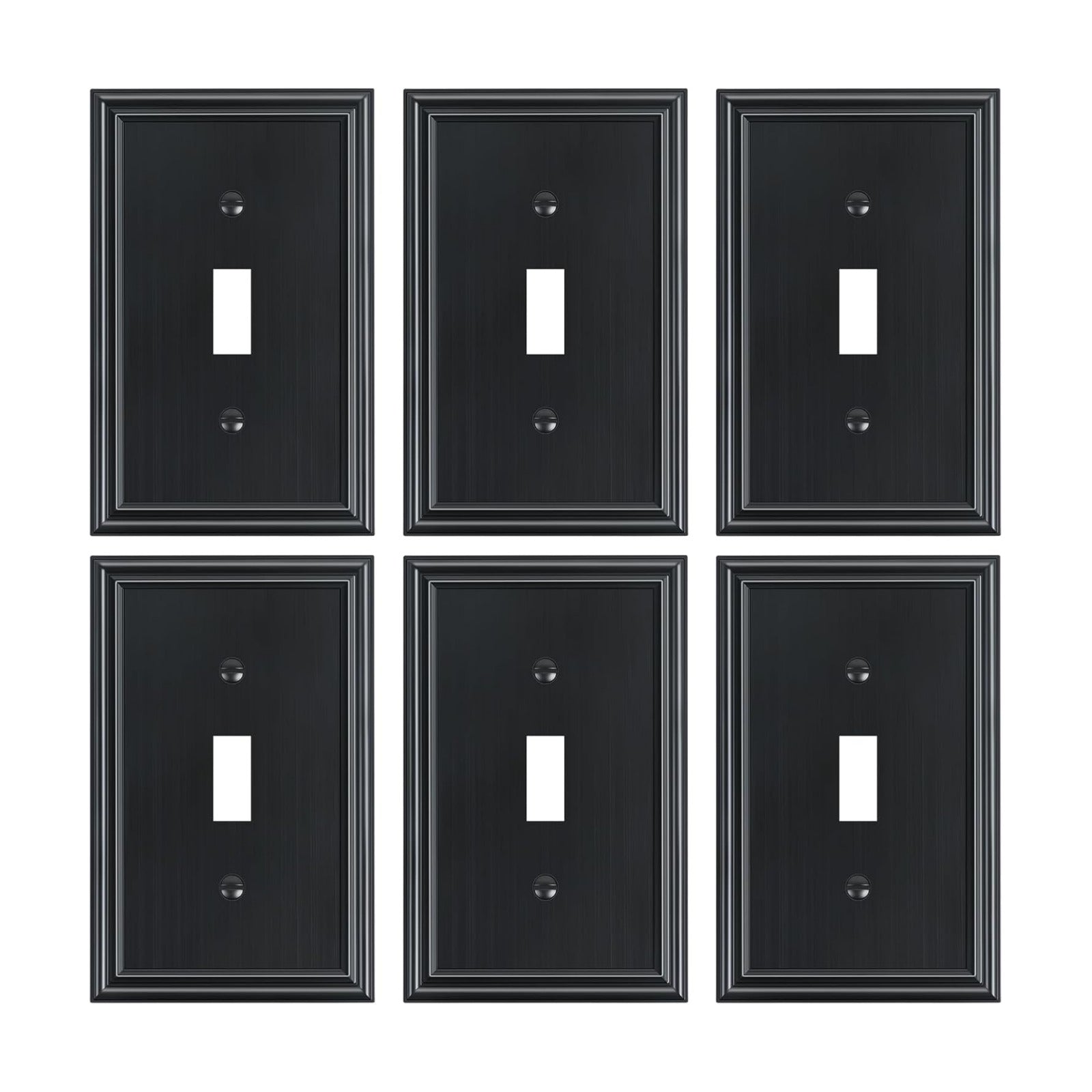 6-Pack Zinc Alloy Single Toggle Light Switch Cover Plate, Solid Wall Plate | Decorative Switch Plate Covers, Durable 1