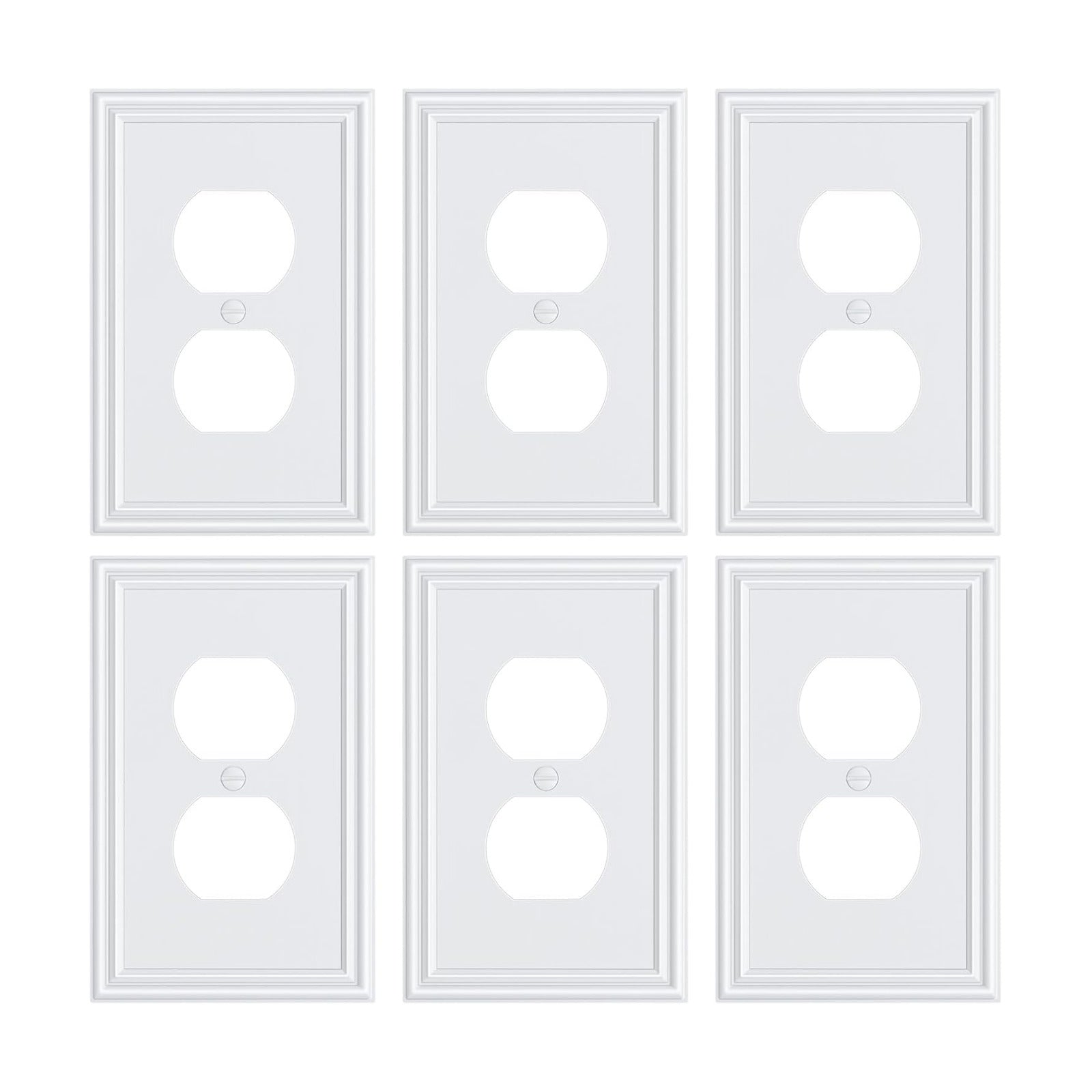 6-Pack Zinc Alloy Single Duplex Outlet Cover Plate, Solid Receptacle Cover | Decorative Switch Plates and Outlet