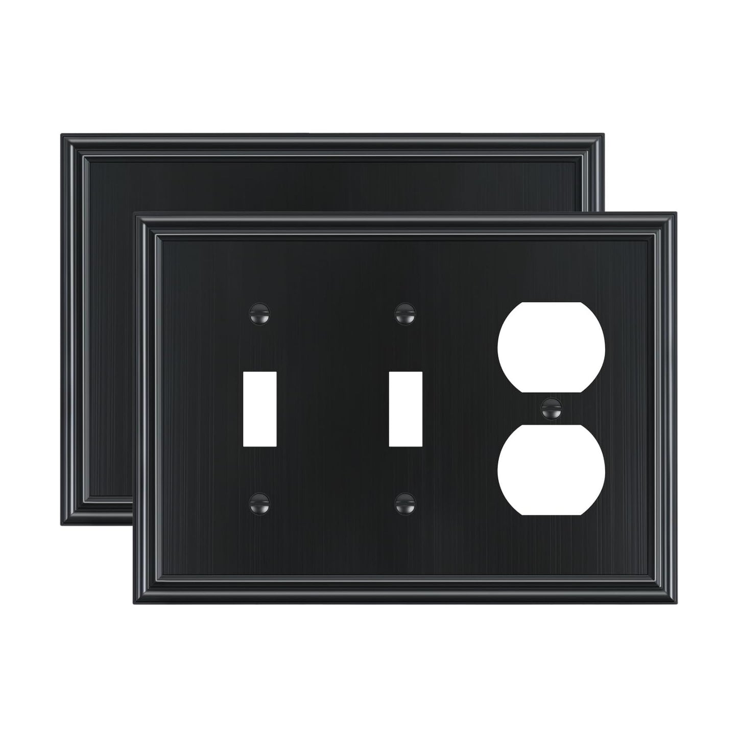 2-Pack Zinc Alloy Combo Double Toggle/Single Duplex Outlet Covers | Decorative Switch Plate Covers, Wall Plates for