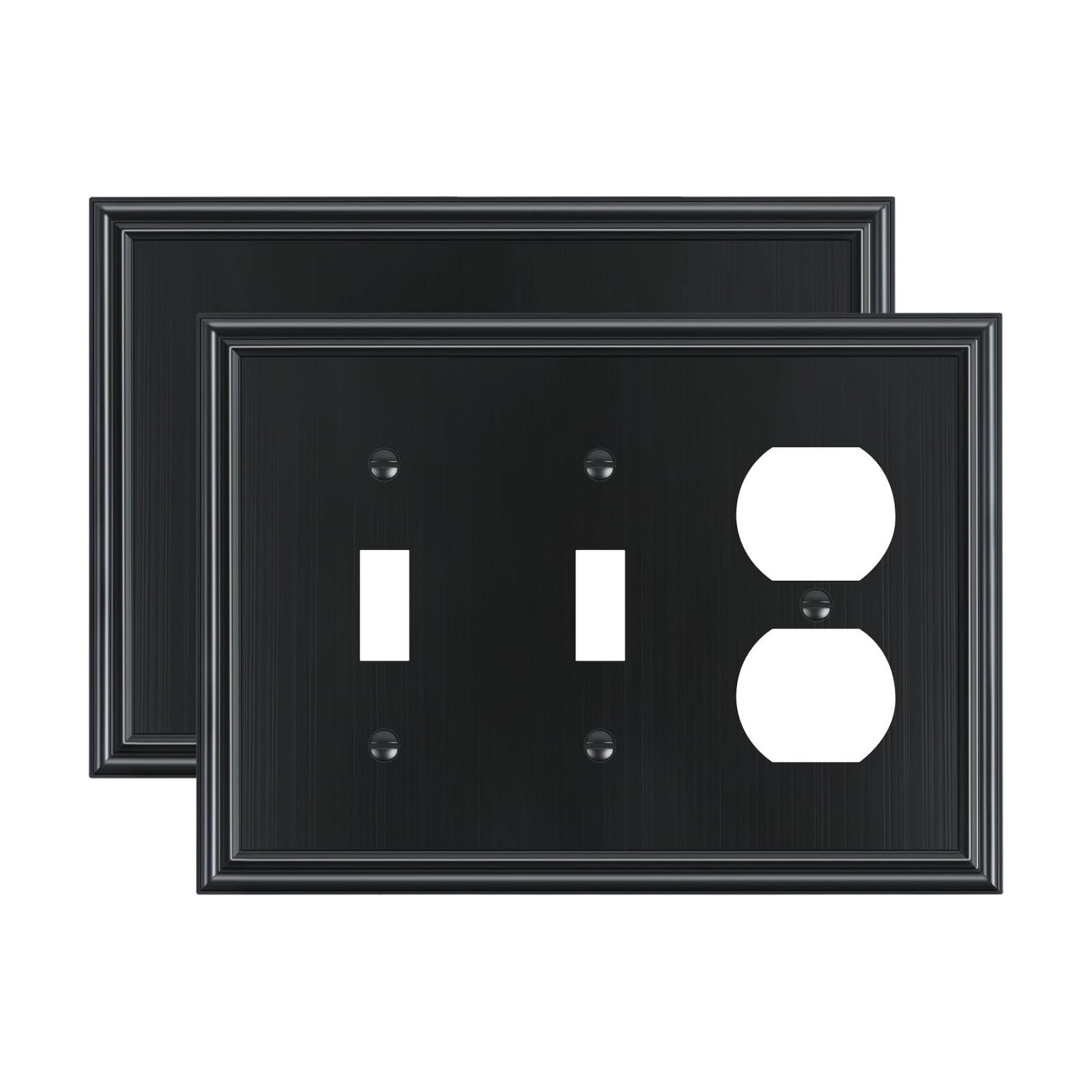 2-Pack Zinc Alloy Combo Double Toggle/Single Duplex Outlet Covers | Decorative Switch Plate Covers, Wall Plates for
