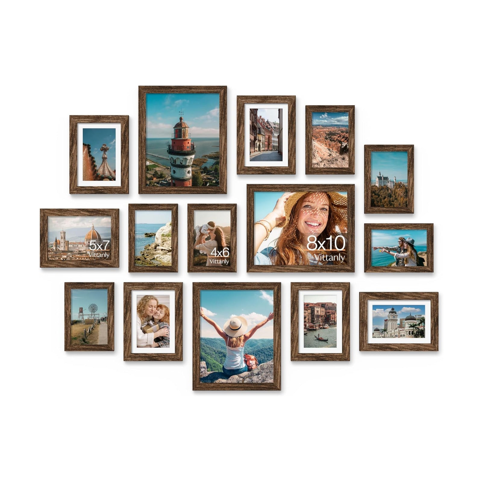 Vittanly 15 Pack Picture Frames Collage Wall Decor, Wall/Tabletop Display