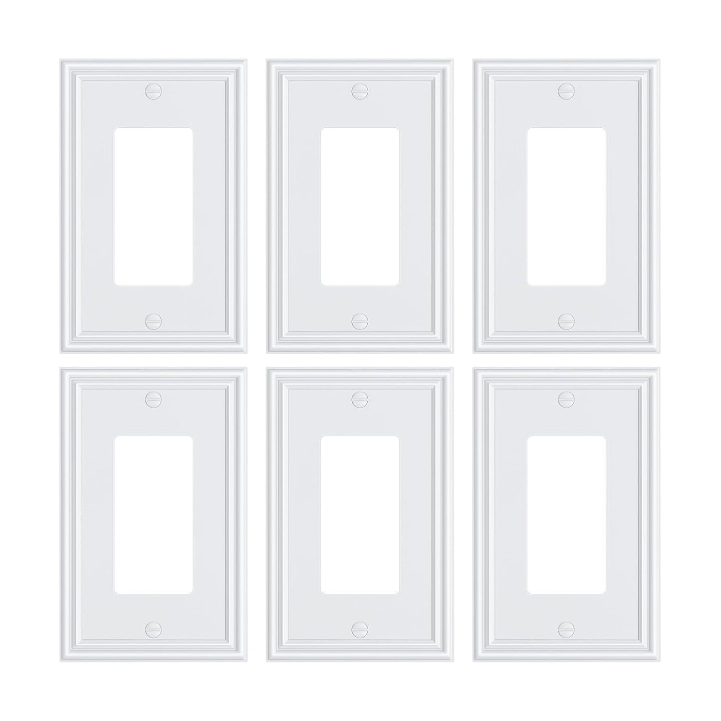 6-Pack Zinc Alloy Decorator Outlet Cover Plate, Solid Receptacle Cover | Decorative Switch Plates and Outlet Covers