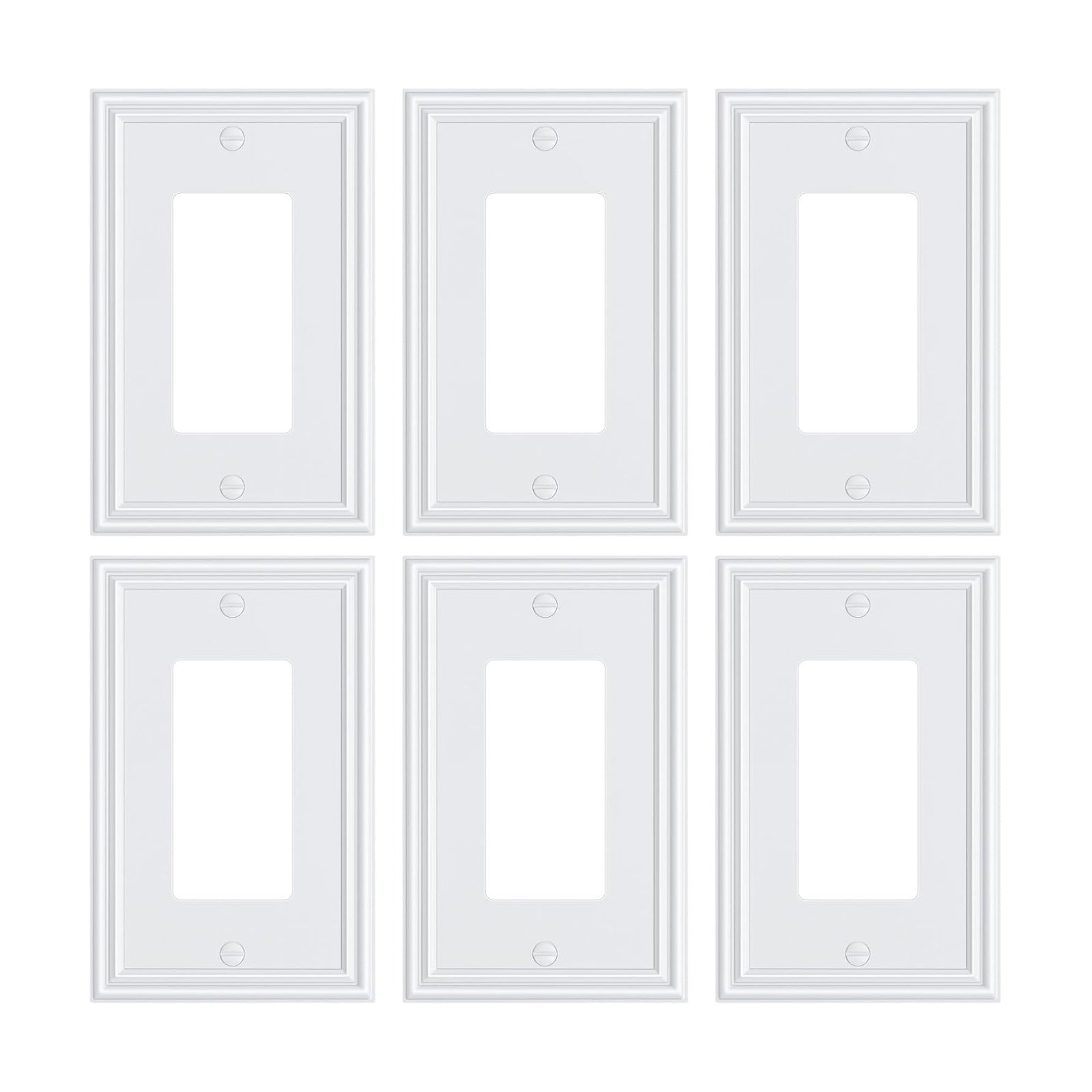 6-Pack Zinc Alloy Decorator Outlet Cover Plate, Solid Receptacle Cover | Decorative Switch Plates and Outlet Covers