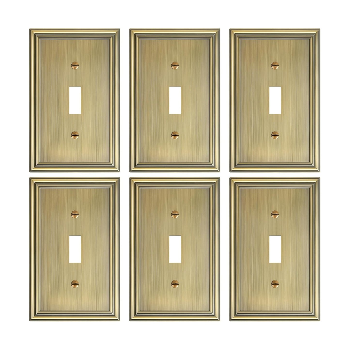6-Pack Zinc Alloy Single Toggle Light Switch Cover Plate, Solid Wall Plate | Decorative Switch Plate Covers, Durable 1