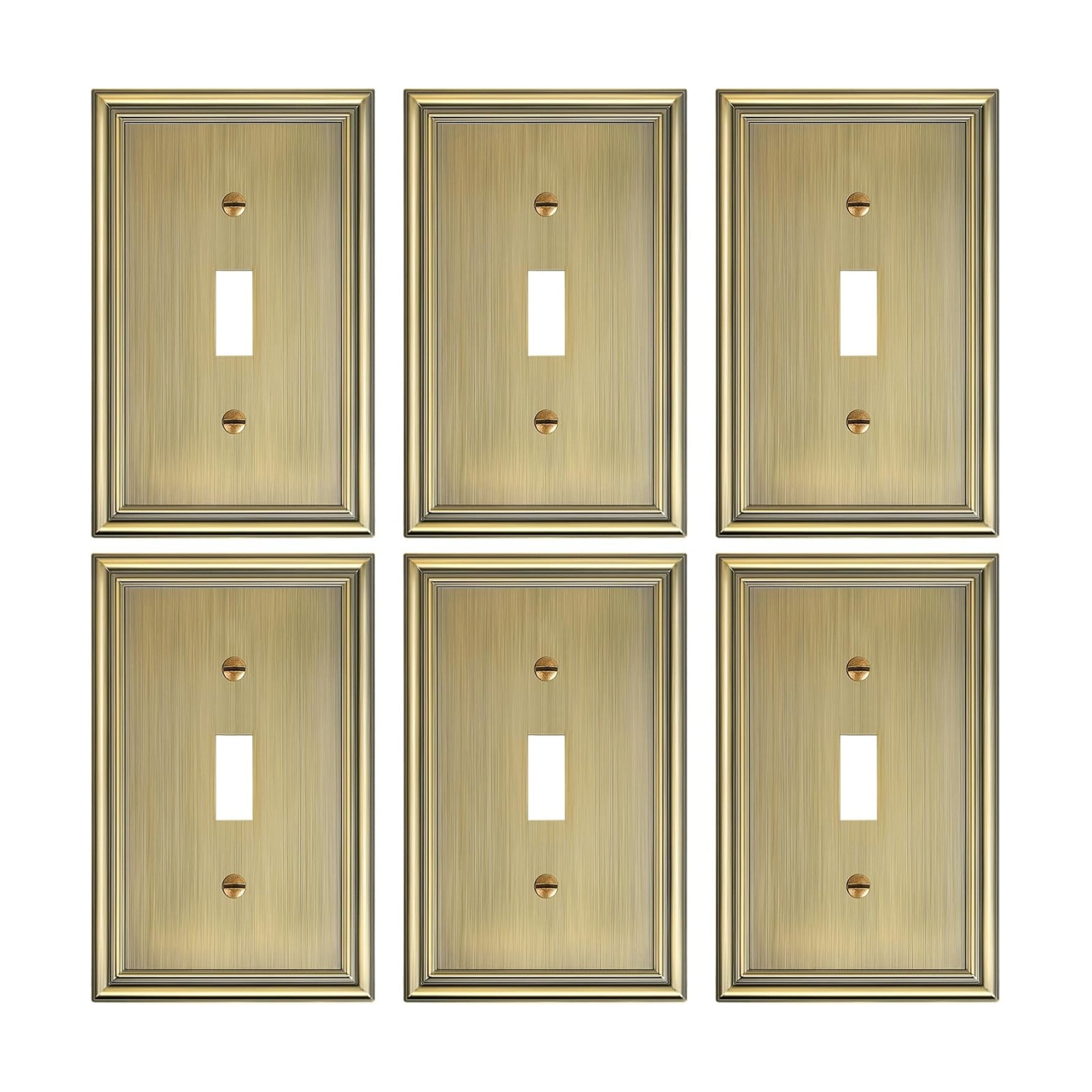 6-Pack Zinc Alloy Single Toggle Light Switch Cover Plate, Solid Wall Plate | Decorative Switch Plate Covers, Durable 1