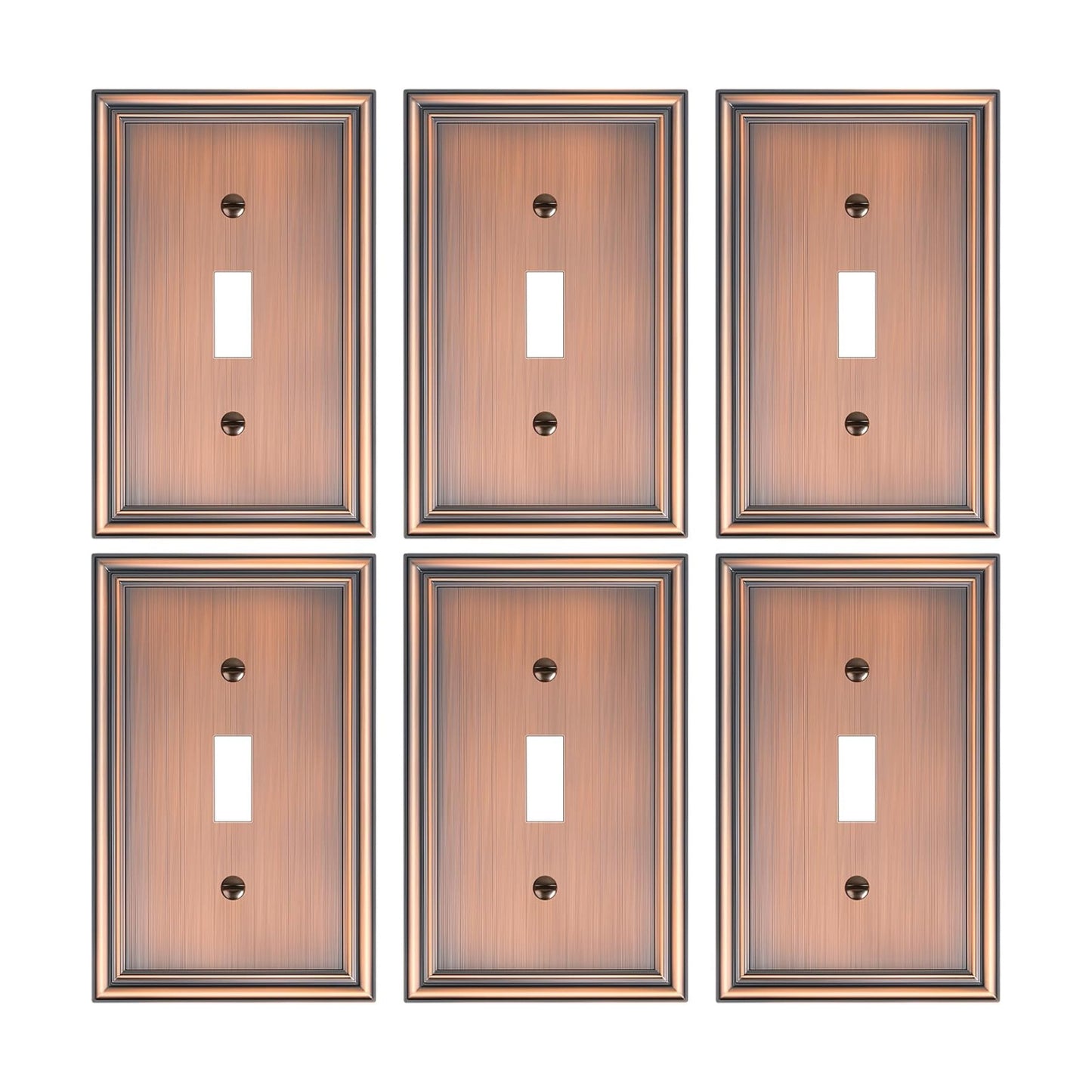 6-Pack Zinc Alloy Single Toggle Light Switch Cover Plate, Solid Wall Plate | Decorative Switch Plate Covers, Durable 1