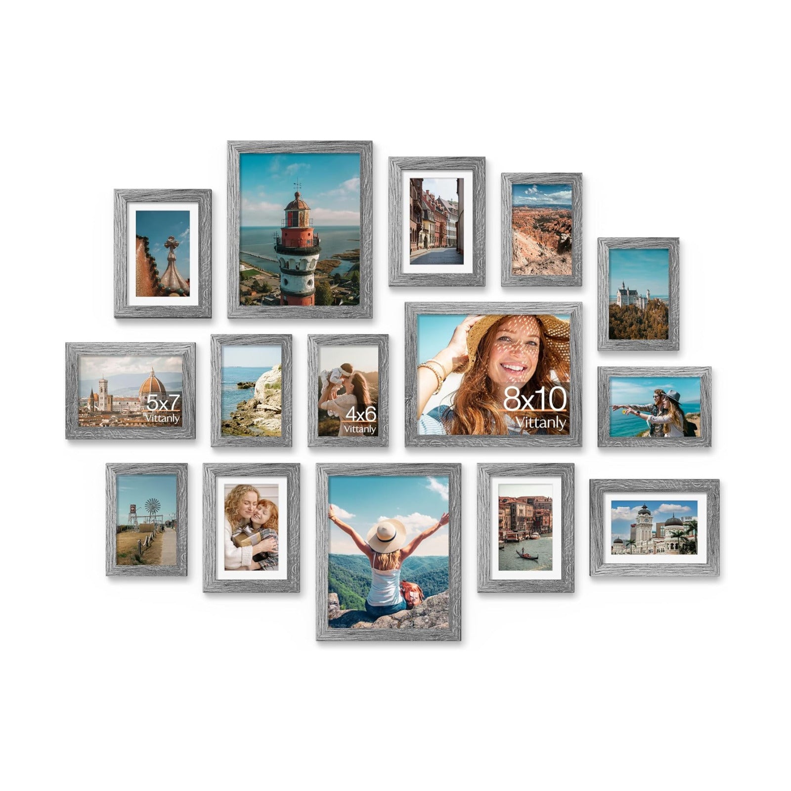 Vittanly 15 Pack Picture Frames Collage Wall Decor, Wall/Tabletop Display