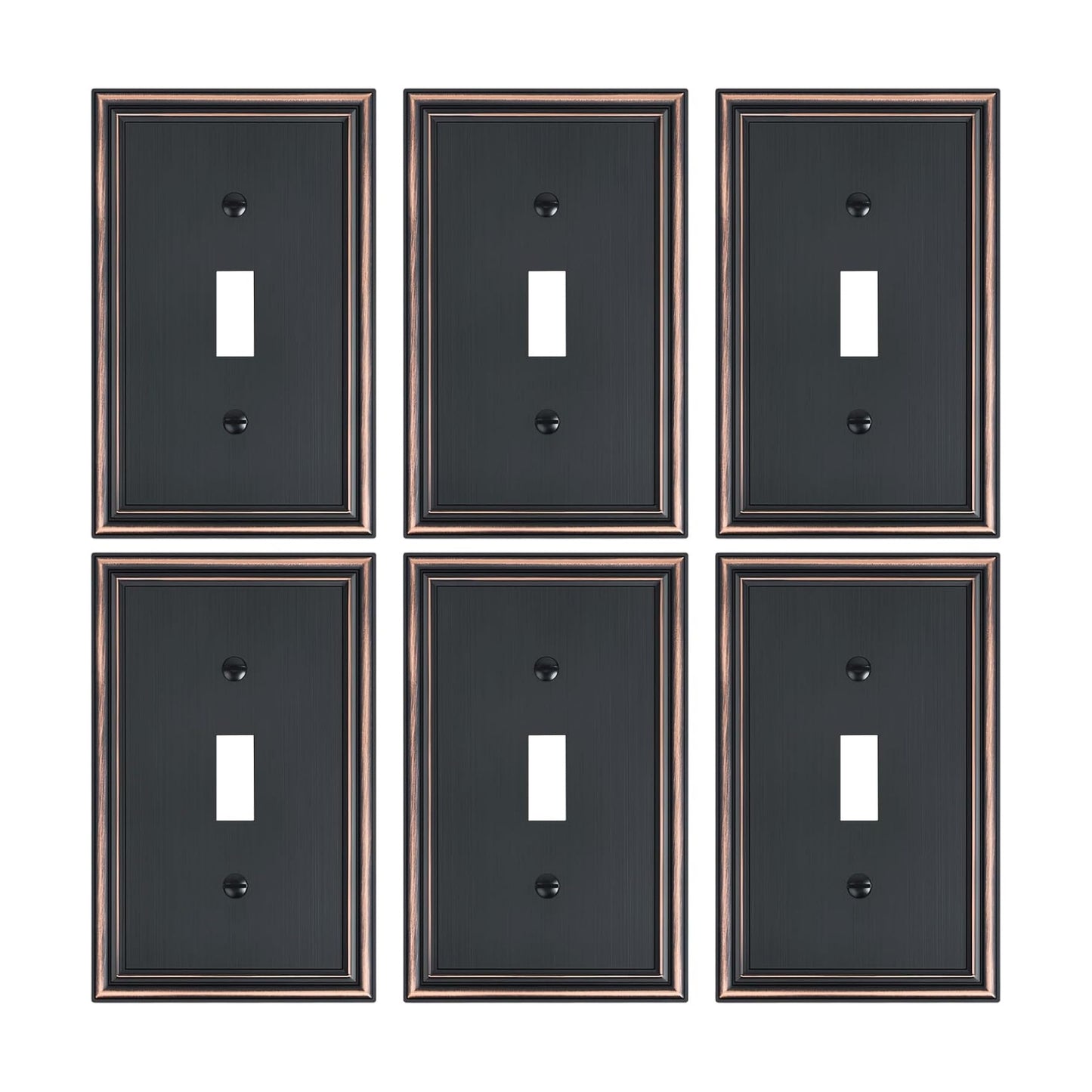 6-Pack Zinc Alloy Single Toggle Light Switch Cover Plate, Solid Wall Plate | Decorative Switch Plate Covers, Durable 1