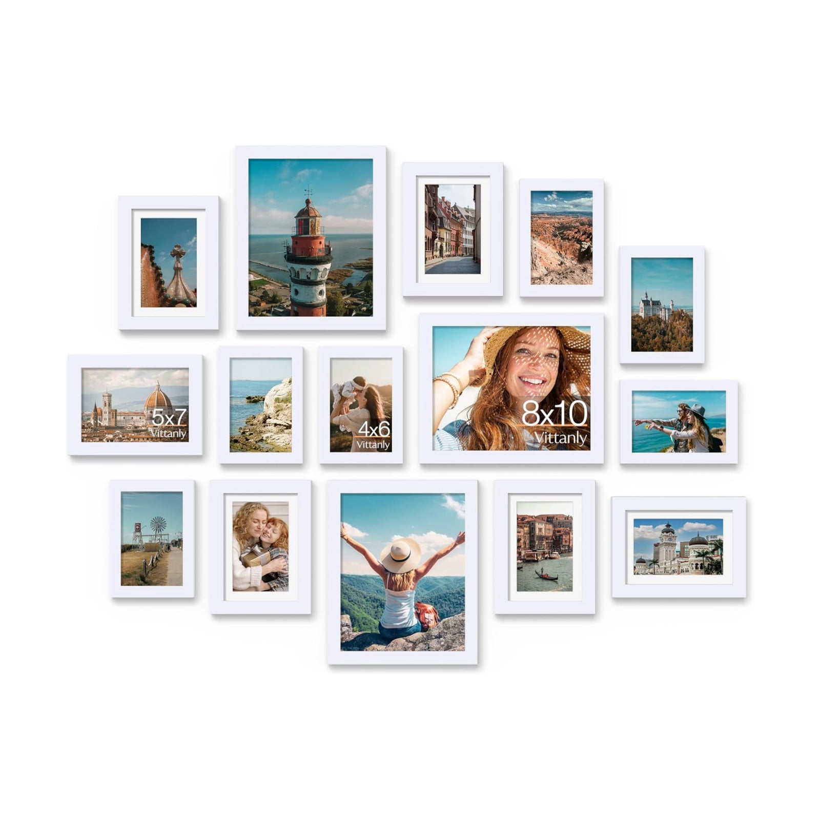 Vittanly 15 Pack Picture Frames Collage Wall Decor, Wall/Tabletop Display