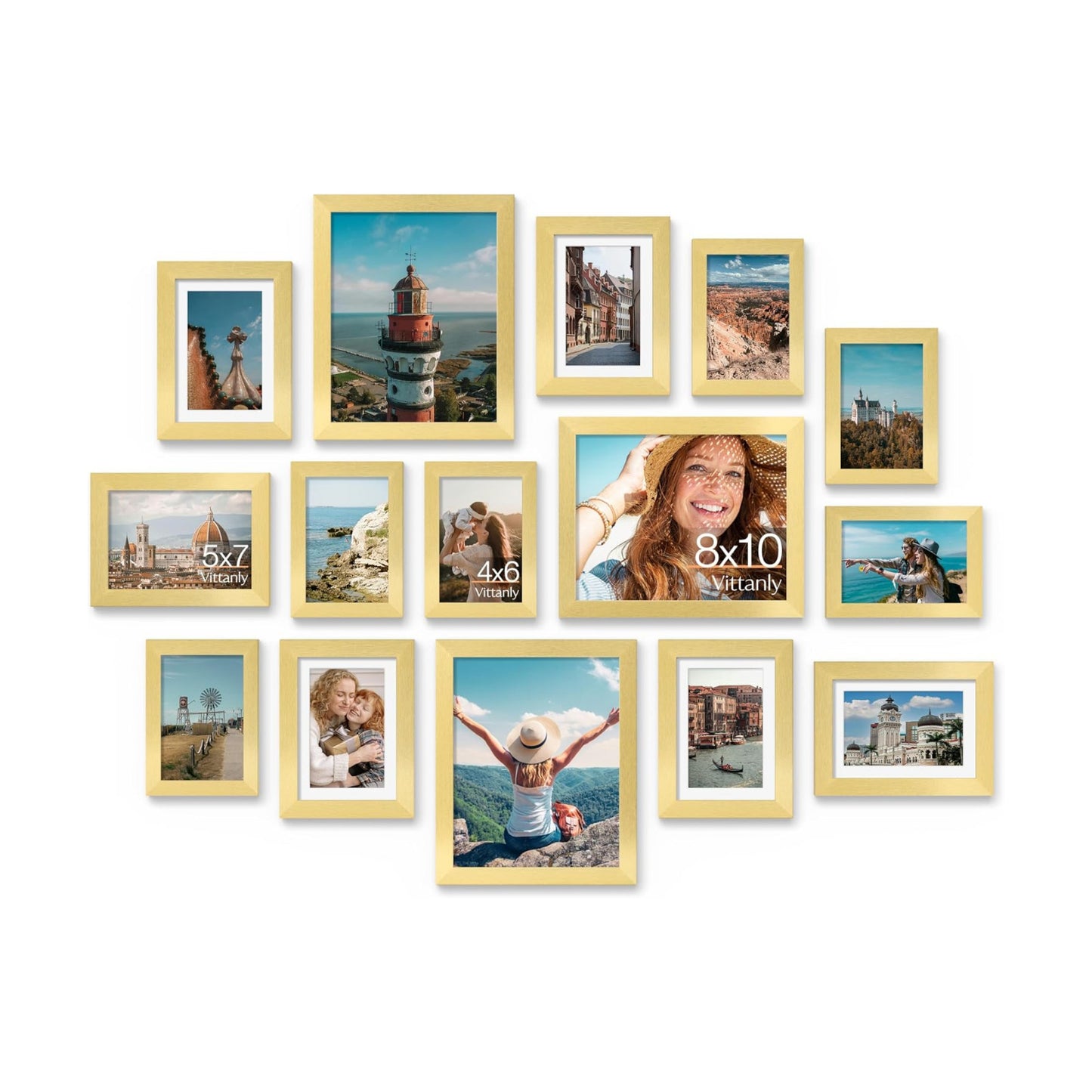 Vittanly 15 Pack Picture Frames Collage Wall Decor, Wall/Tabletop Display