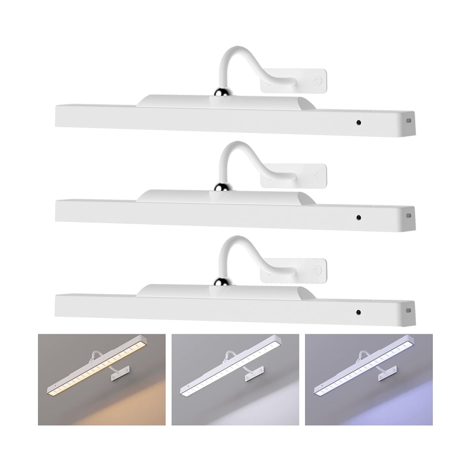 Picture Light with Remote - 16in White Rechargeable Battery Wall Light for Paintings, Cordless Wall Sconce for Art