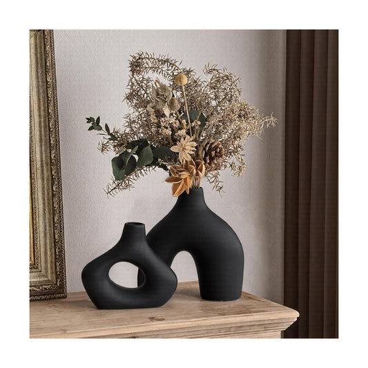 Modern Ceramic Vase / Black / Set of 2