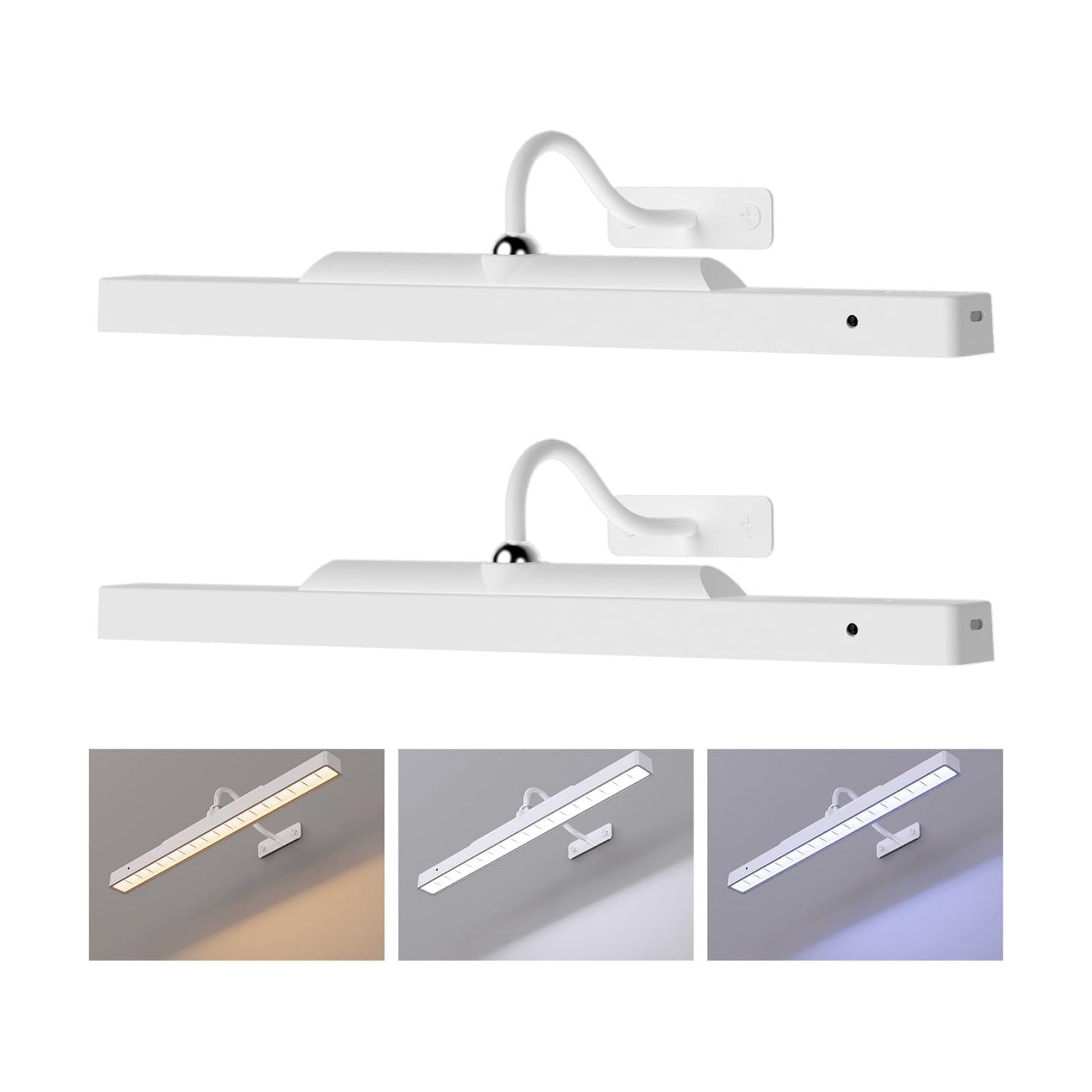 Cordless White Picture Lights for Wall Artworks - Wireless Remote, 3 Modes Dimmable 350LM Above Frame Lighting, 5000mAh