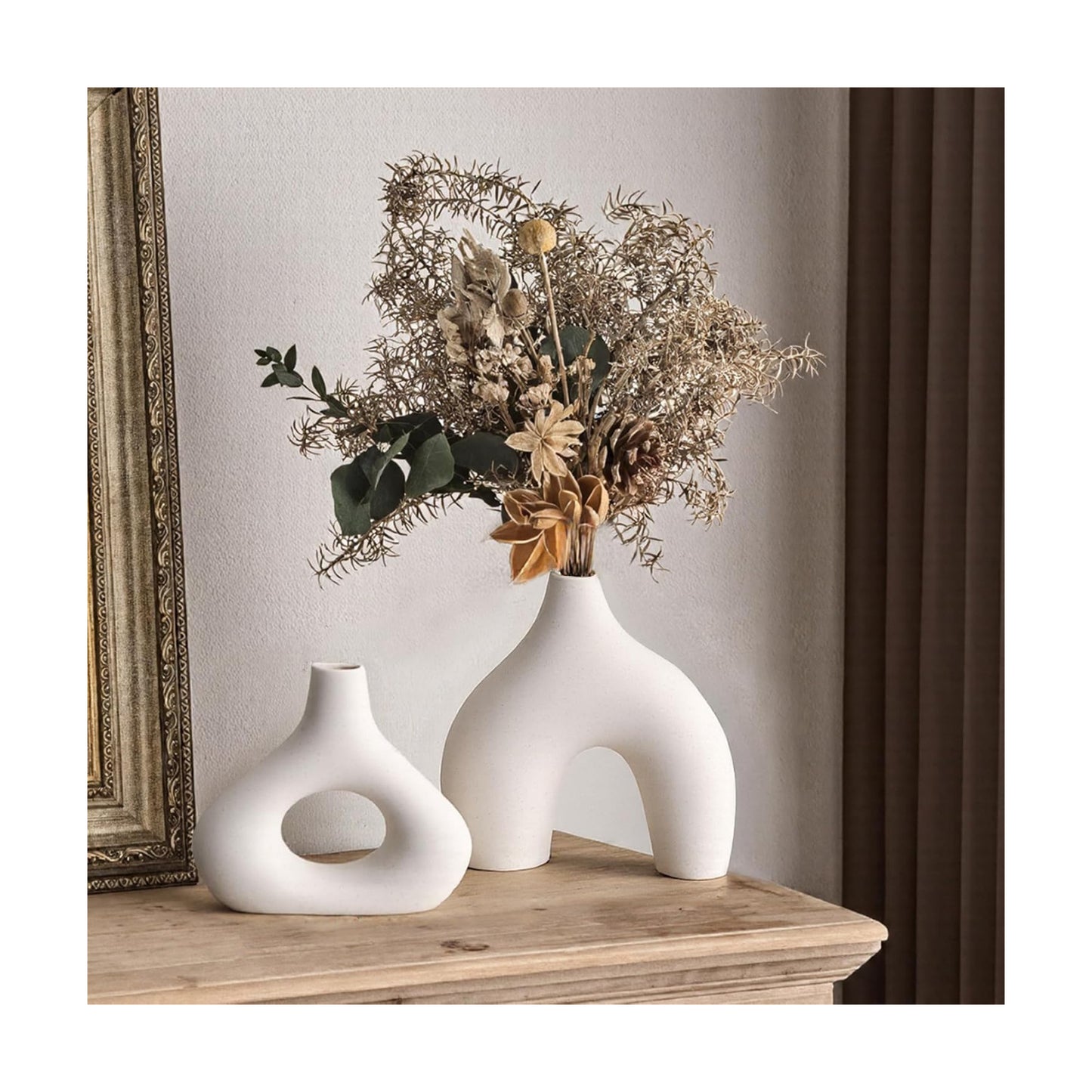 Ceramic Vase / Dried Flowers / White / Set of 2
