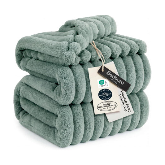 Bedsure Soft Large Fleece Blanket for Bed Sage Green 120"x120"