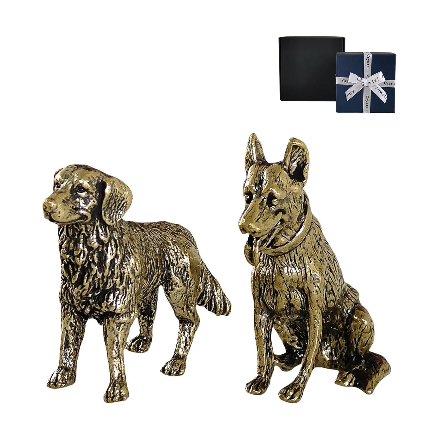 Small Brass Statue Decor / Dog / Set of 2