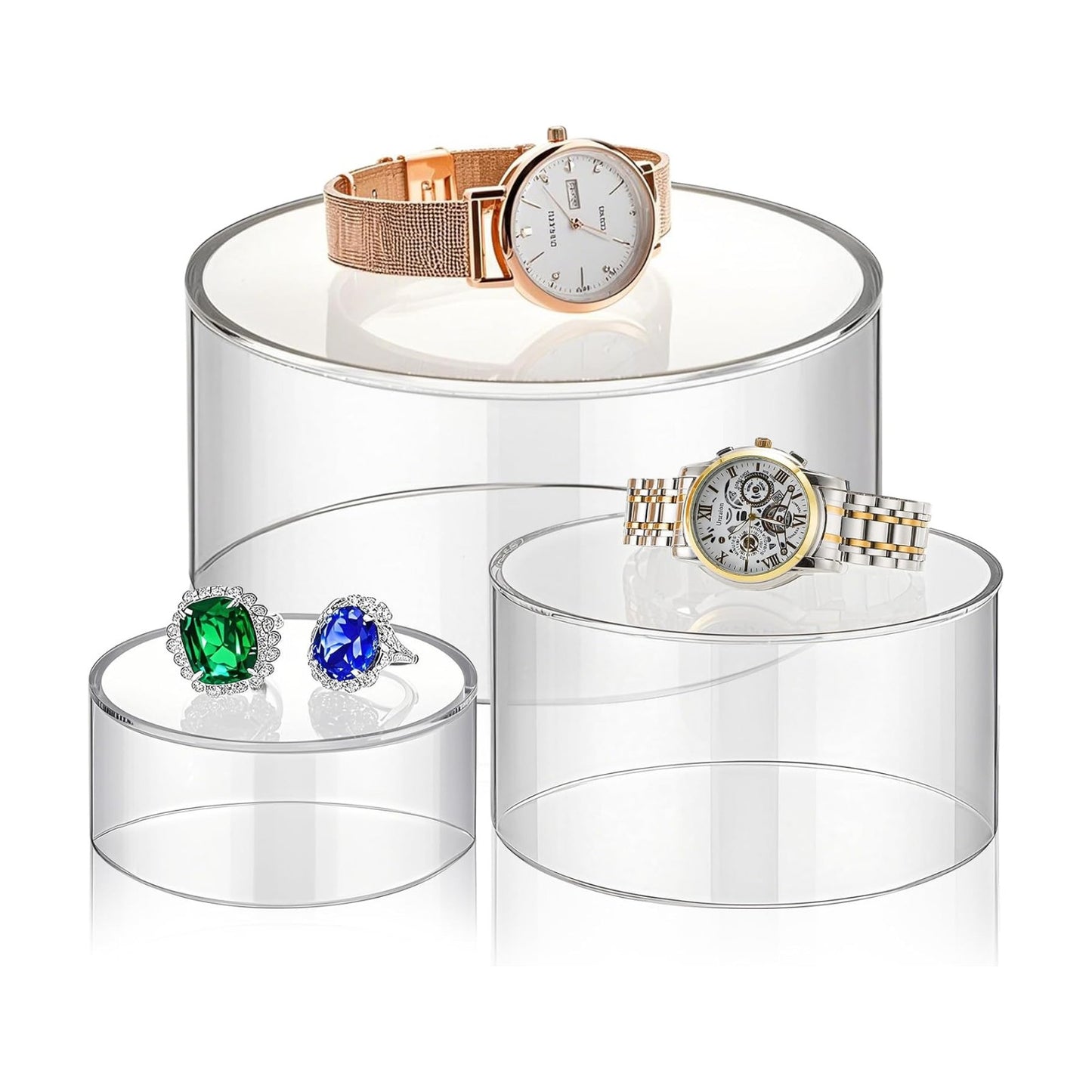 Round Acrylic Cylinder Display Stand / 3.5 Inch / Set of 3