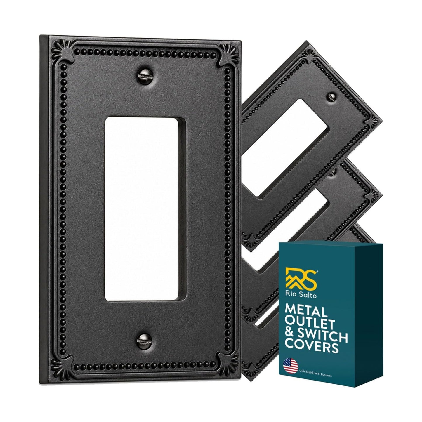 Rio Salto Rocker Light Switch Cover Plate Decorator Paddle GFCI Outlet Covers Wall Plate Electrical Socket Matte Black