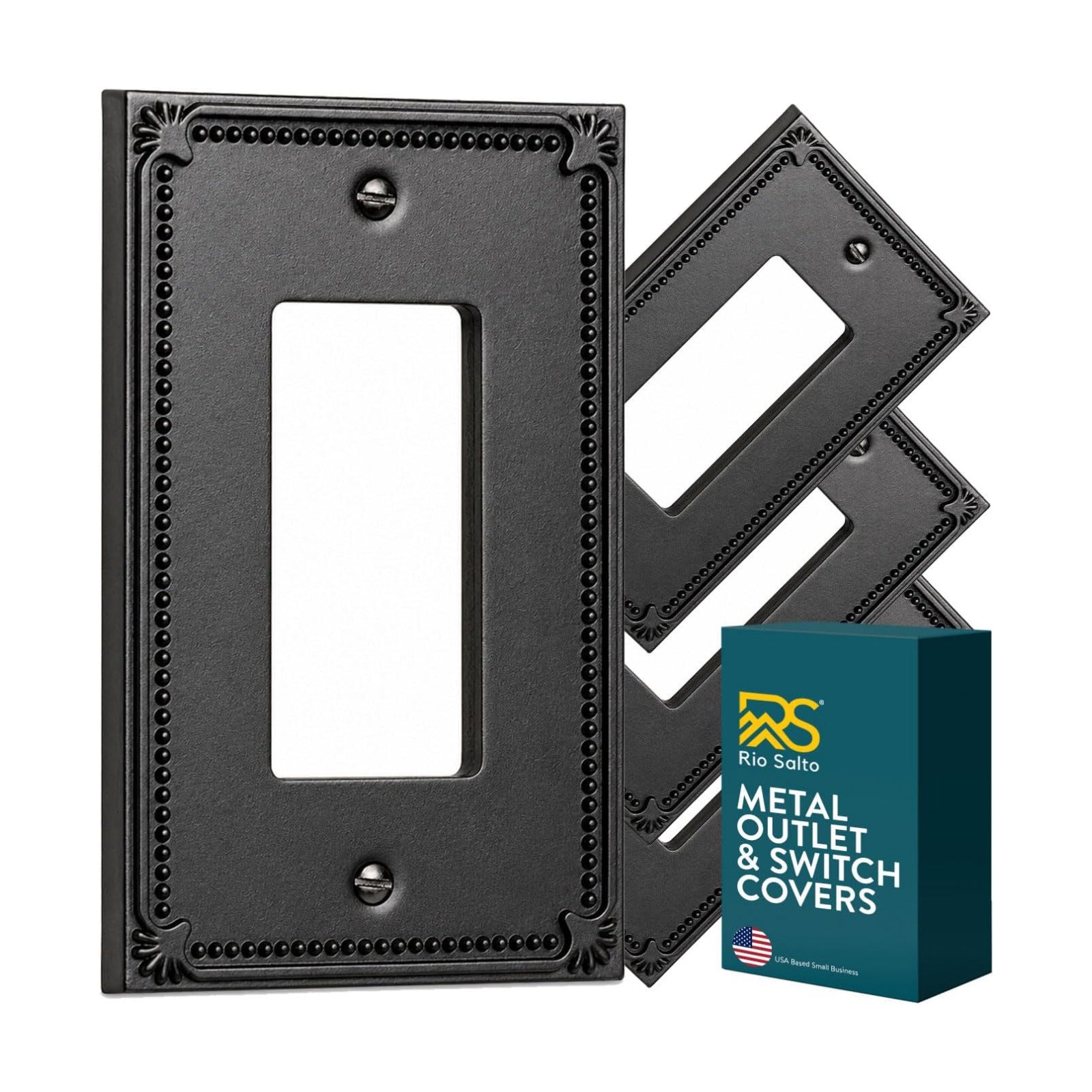 Rio Salto Rocker Light Switch Cover Plate Decorator Paddle GFCI Outlet Covers Wall Plate Electrical Socket Matte Black