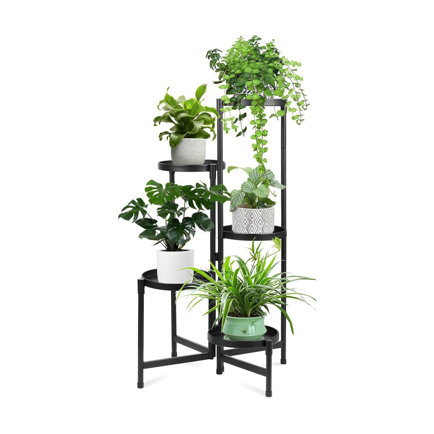 Plant Stand Indoor Outdoor 5 Tier Black Metal Plant Holder 31 in Tall 9 in Wide,Tiered Flower Pot Display