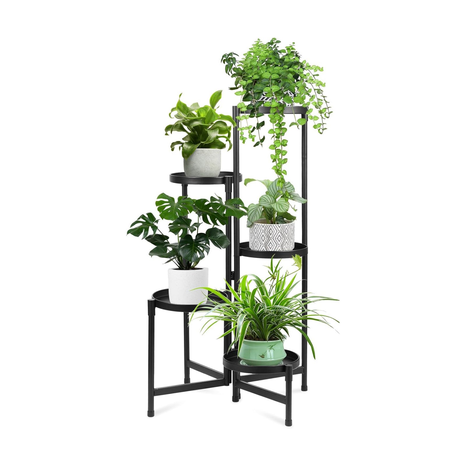 Plant Stand Indoor Outdoor 5 Tier Black Metal Plant Holder 31 in Tall 9 in Wide,Tiered Flower Pot Display
