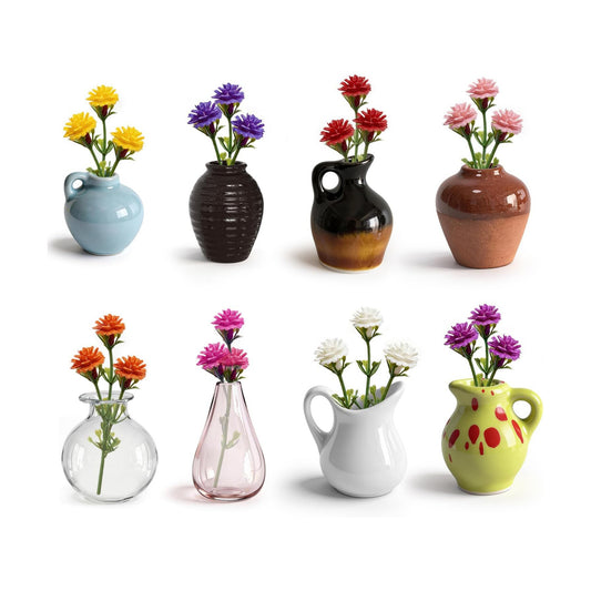 Mini Ceramic Vase Magnets for Fridge / Set of 8