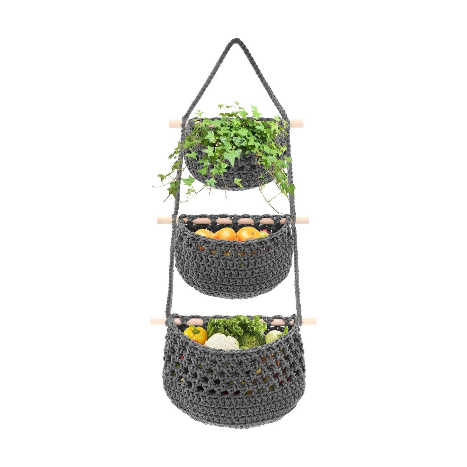 Boho Wall Baskets / Grey-cotton