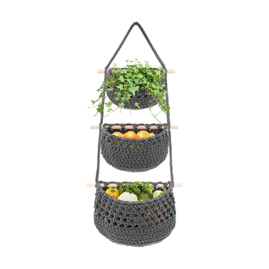 Boho Wall Baskets / Grey-cotton