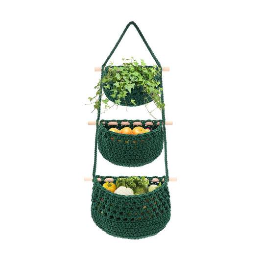 Boho Wall Baskets / Green-cotton