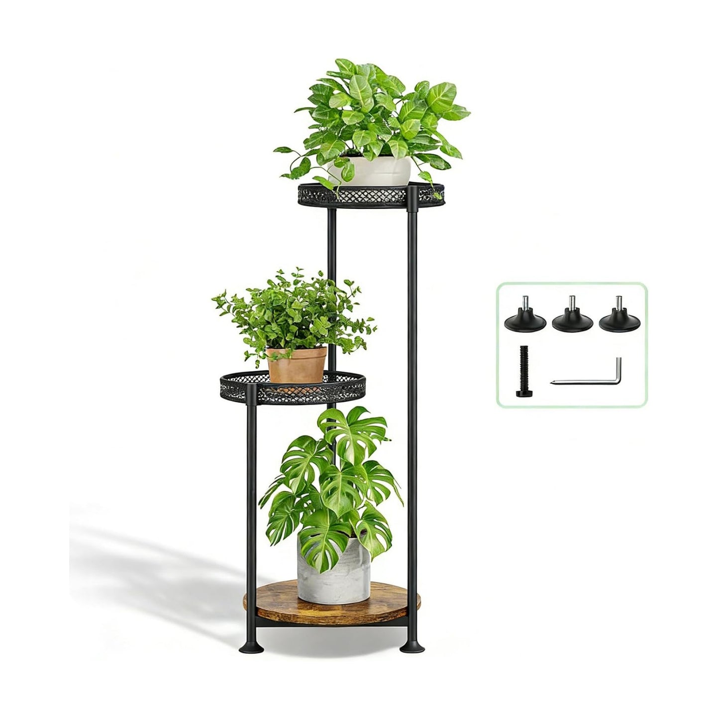 3 Tier Corner Plant Stand Indoor Multiple Sturdy Vertical Metal Flower | 32 Inch Tall Flower Heavy Duty Pot Holder