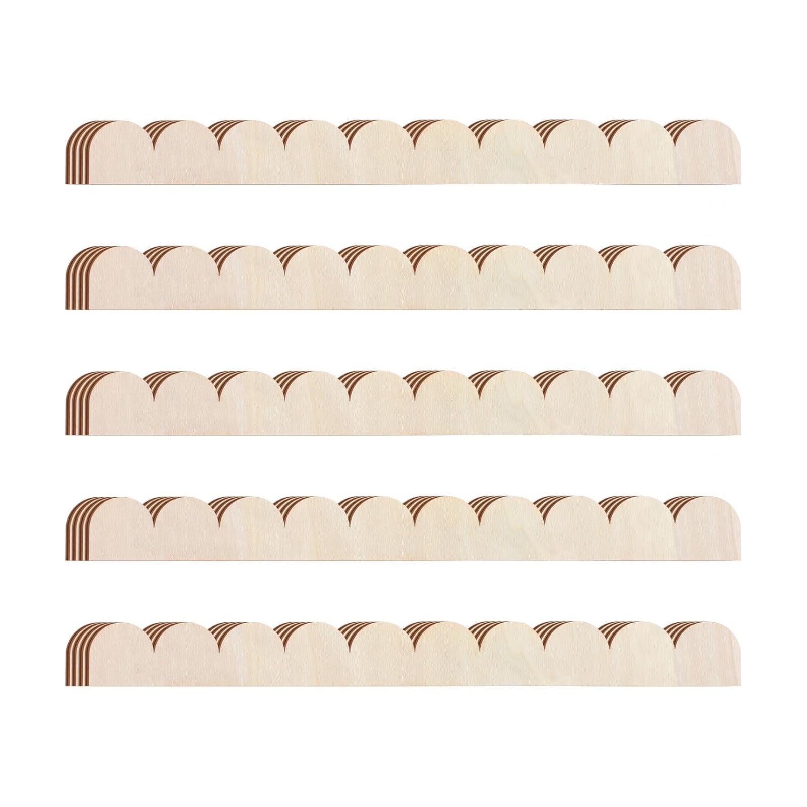 Unfinished Scalloped Decorative Wood Trim Scalloped Edge Decorative Wood / 15.75 x 1.57 / Set of 24
