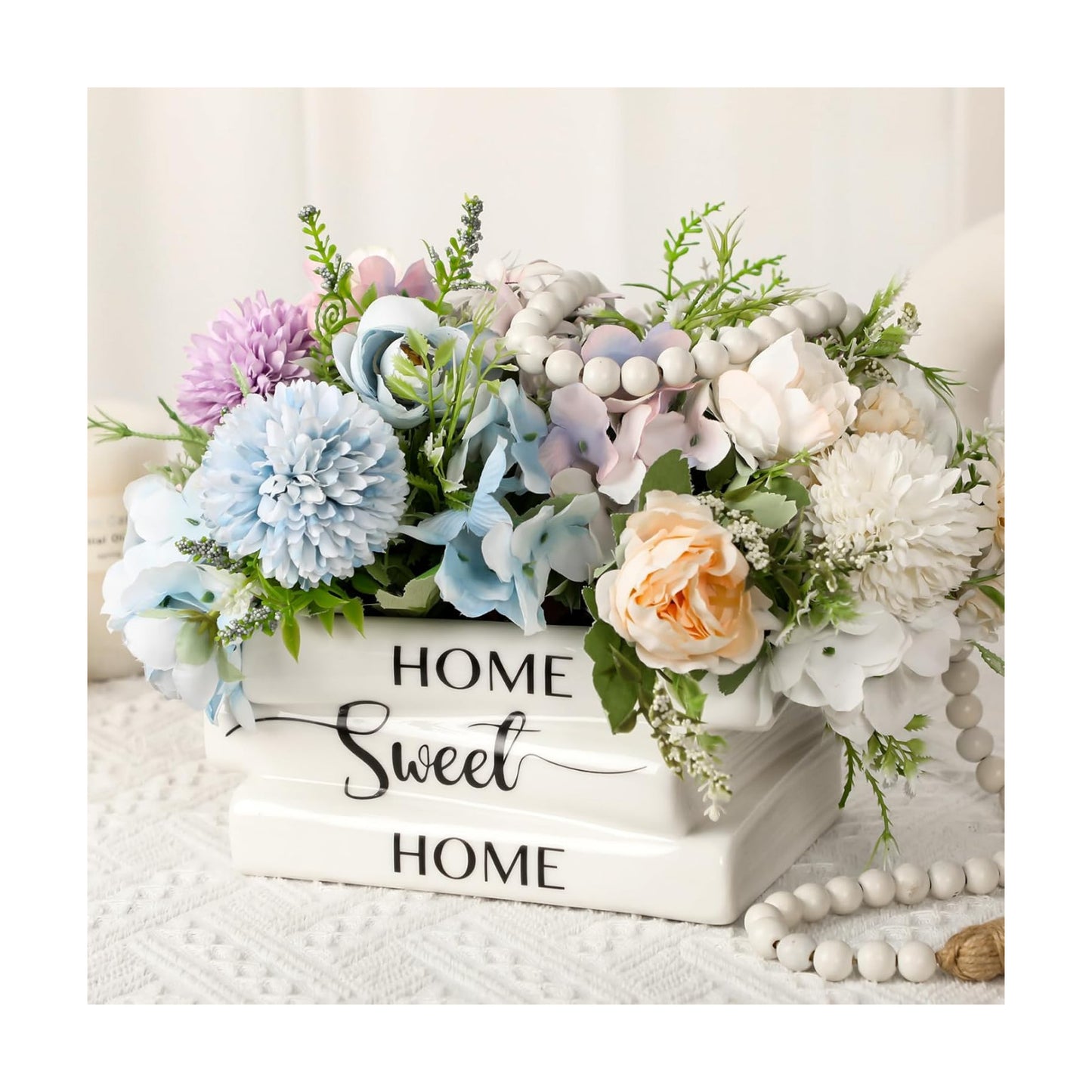 Ceramic Book Planter Pot Small Book Shaped Decorative Planter Rustic Farmhouse Flowers Vase / White