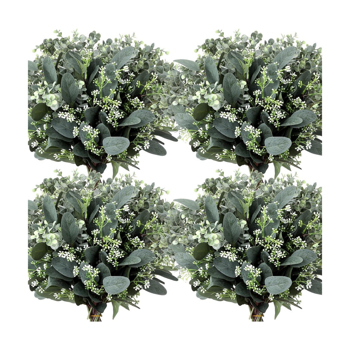 Seeds Artificial Silver Dollar Leaves Sprays Faux Oval for Wreath / White / Set of 20
